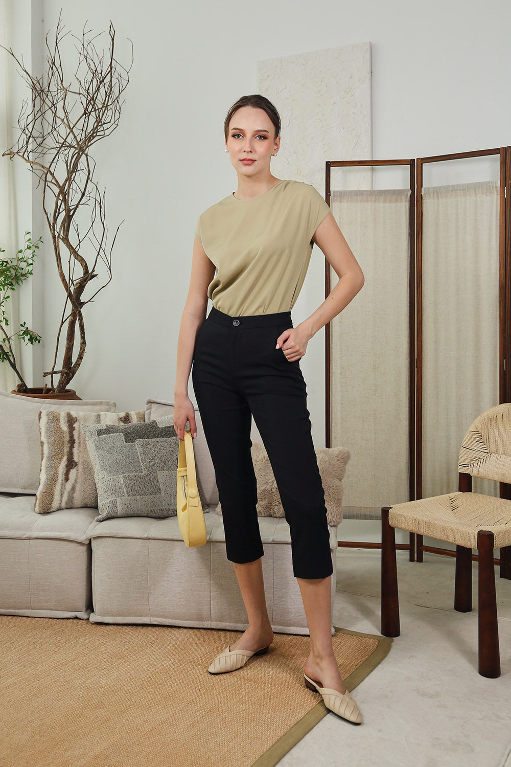 Clea Tapered Pants in Black - Image 2