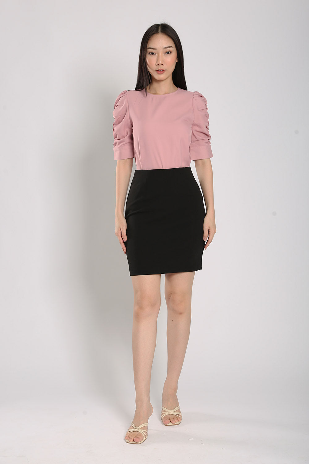 Ovidia Pencil Ultra-Stretch Mini Pencil Skirt in Black - Image 2
