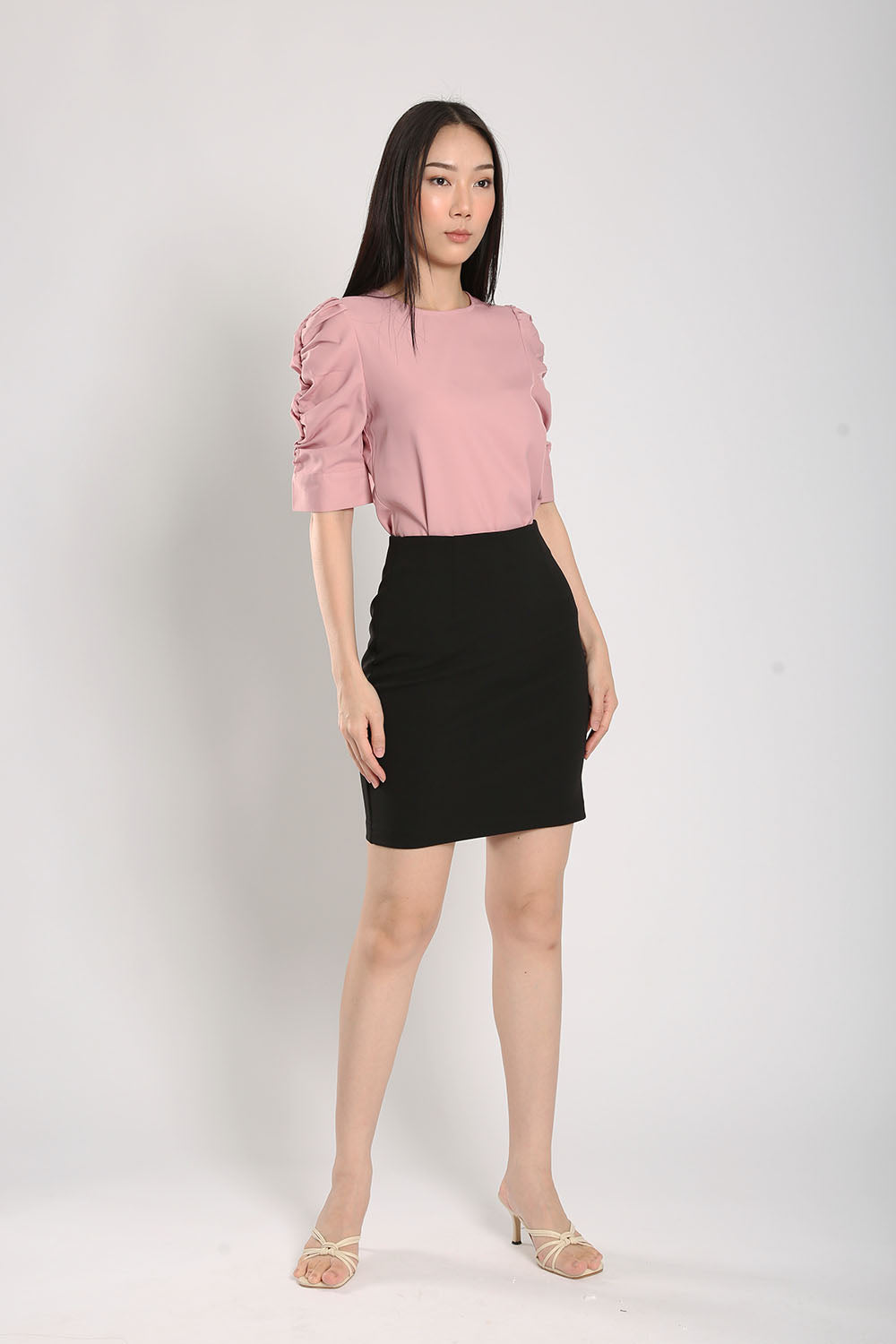 Ovidia Pencil Ultra-Stretch Mini Pencil Skirt in Black - Image 3