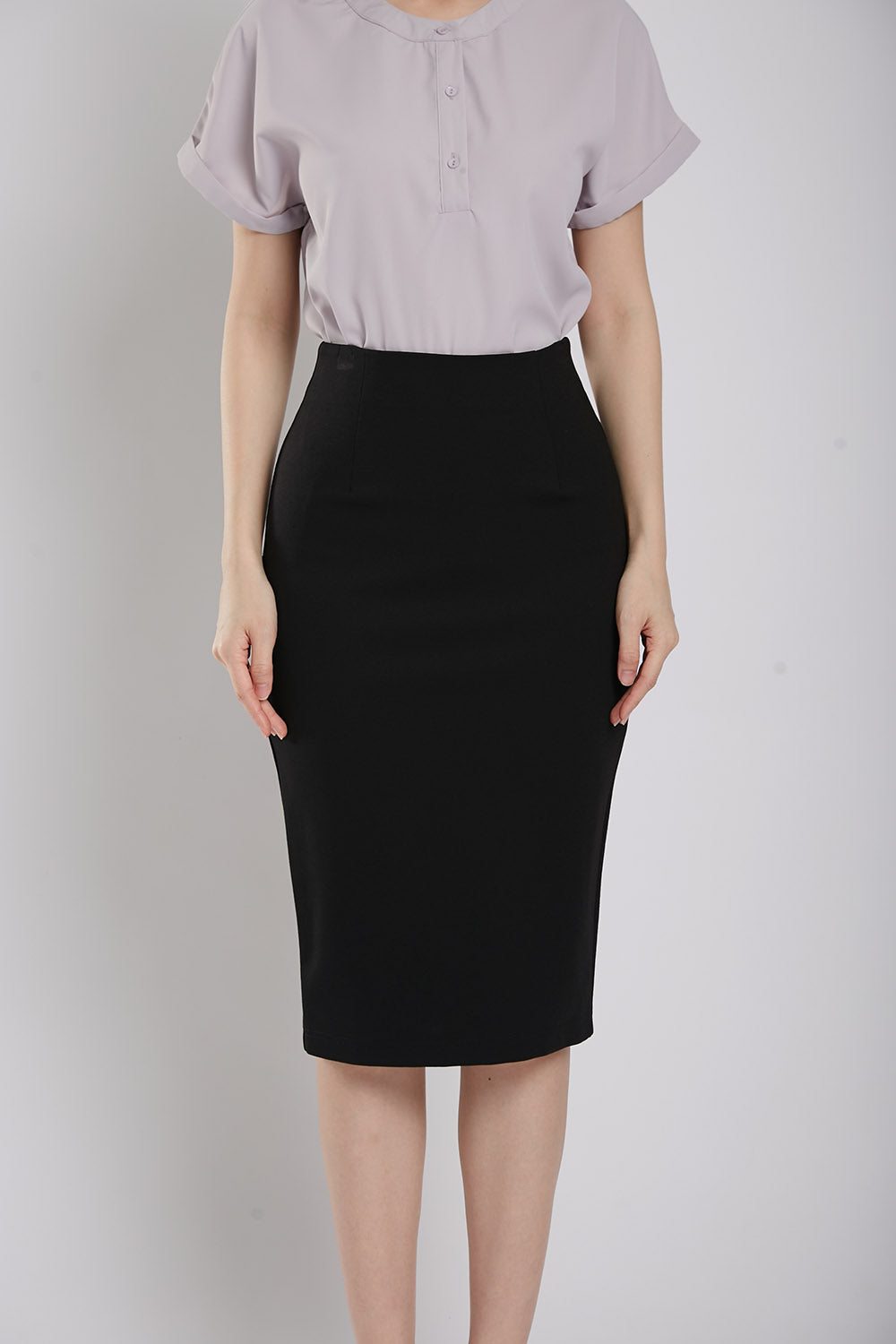 Thysha Ultra-Stretch Pencil Skirt in Black - Image 6