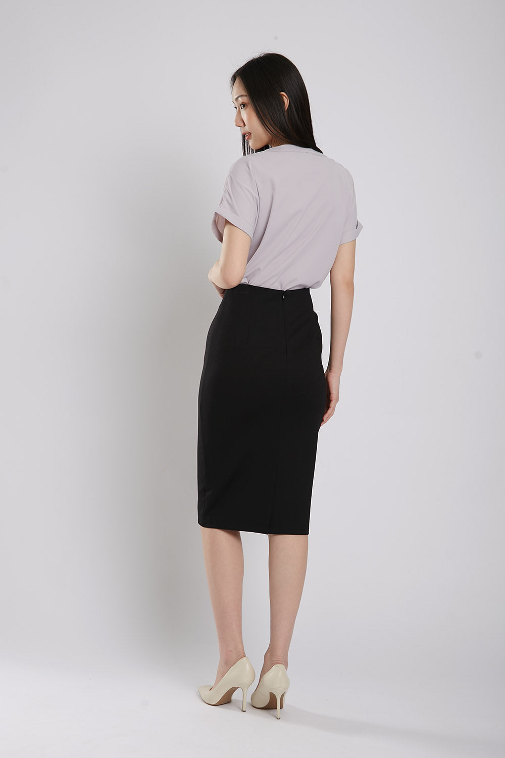 Thysha Ultra-Stretch Pencil Skirt in Black - Image 4