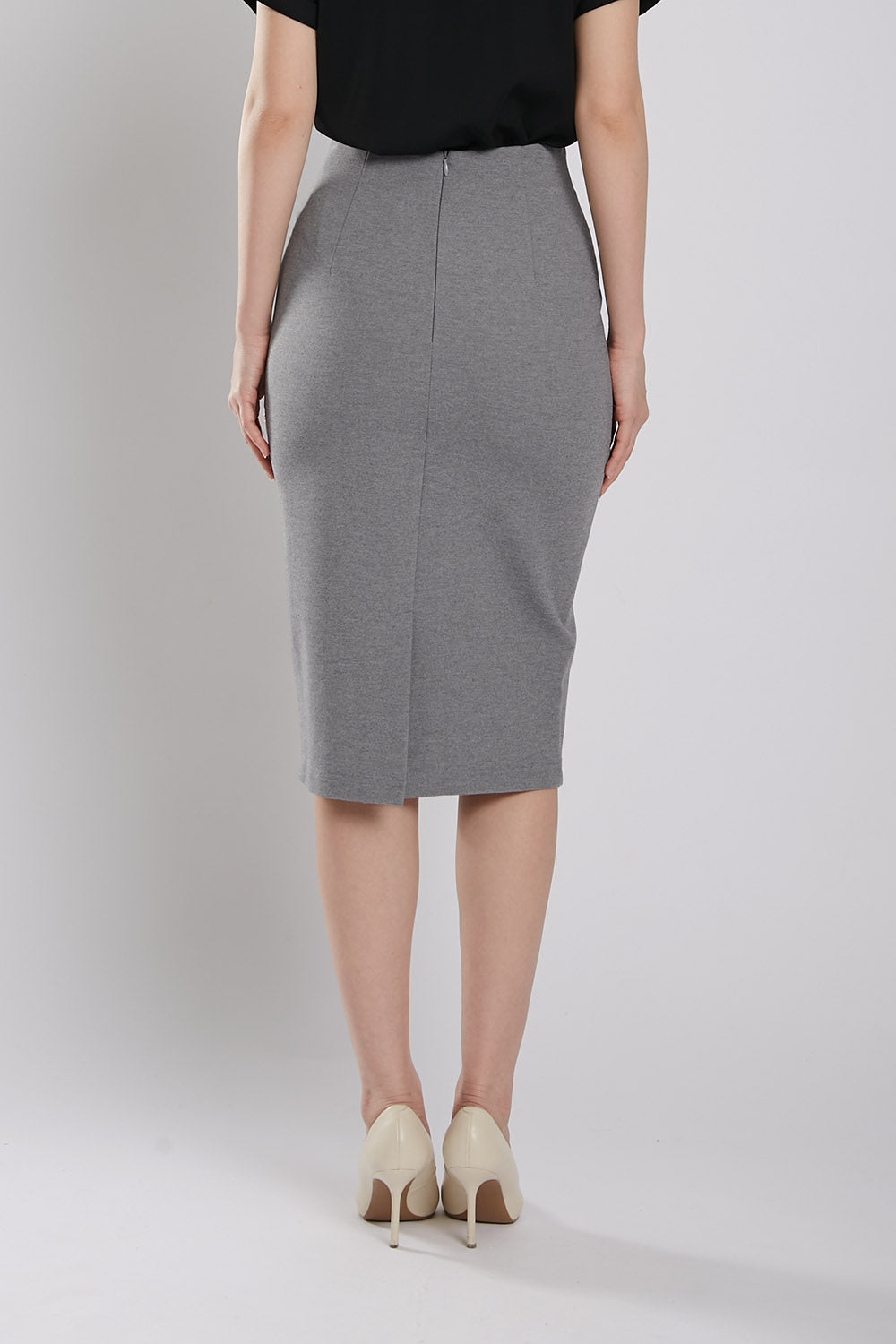 Thysha Ultra-Stretch Pencil Skirt in Grey - Image 5