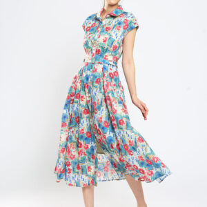Dezza Midi Dress in Blue Floral Print