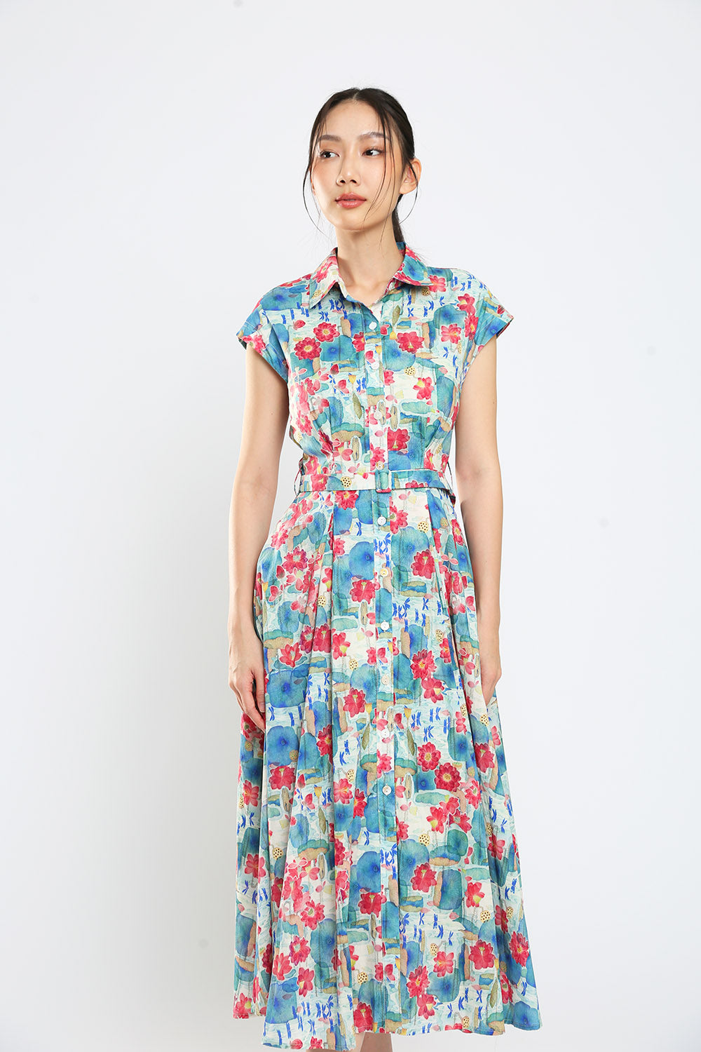Dezza Midi Dress in Blue Floral Print - Image 6