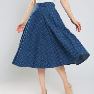 Ryland Weight Contrast-Stitching Denim Skirt