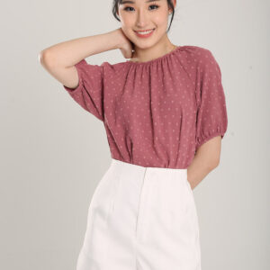 Allegra Top in Dotted Brick Red