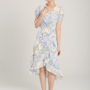 Jica Floral Print Midi Dress in Lavender