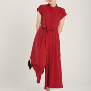 Sofina Sashed Jumpsuit in Red