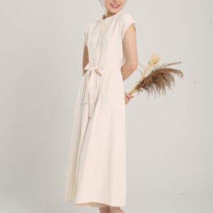 Sofina Sashed Jumpsuit in Beige