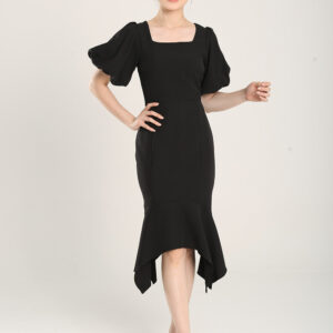 Margaux Mermaid Bodycon Midi Dress in Black