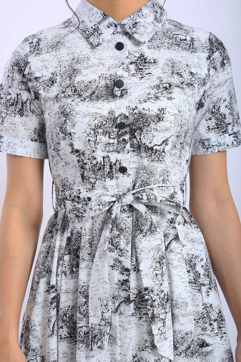 Erinn Scenic Shirt Midi Dress in Monochrome Noir - Image 2