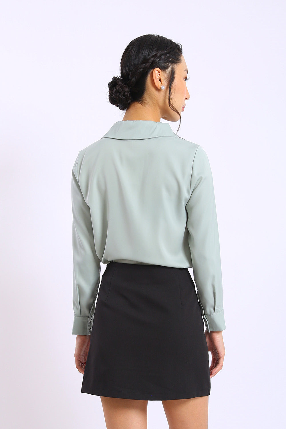 Colette Bow Blouse in Soft Sage - Image 5
