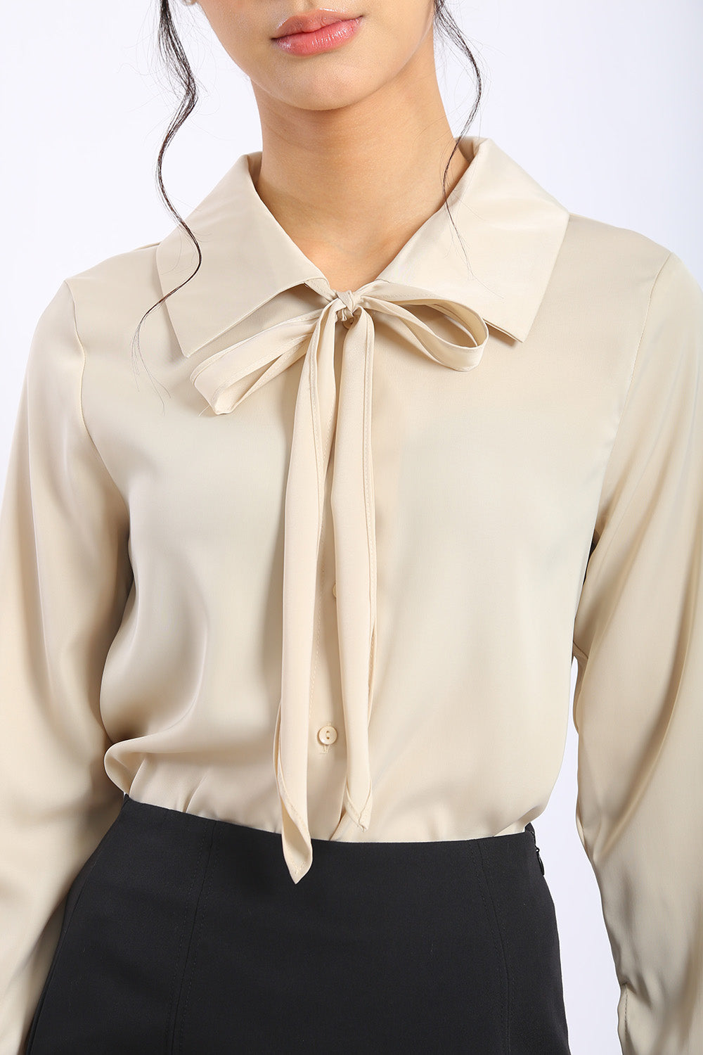 Colette Bow Blouse in Champagne - Image 2