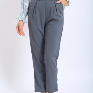 Valeria Pleated Straight Leg Pants in Grey