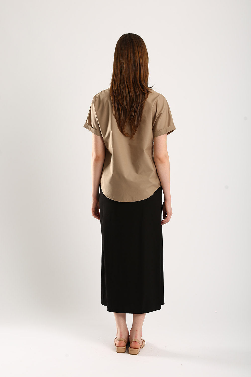 Riley Linen Midi Skirt with Sash Tie in Classic Black - Image 6